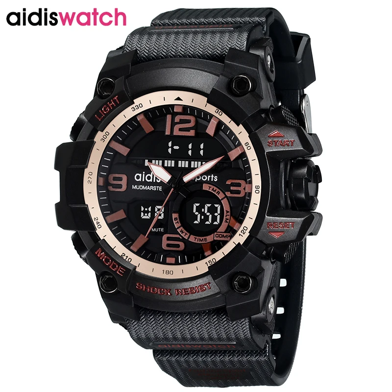 Бренд Addies модные часы для мужчин G Стиль Водонепроницаемый Спортивные военные часы шок Роскошные Аналоговые Цифровые спортивные часы для мужчин