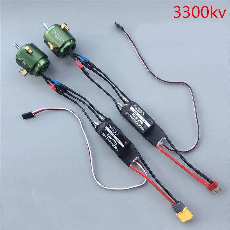 1Set 2835 Brushless Motor Kit 3300KV 4.0mm Shaft Motor/20-25 Water-cooled Jacket/ Backward Forward 40A Dual-way ESC for RC Boats