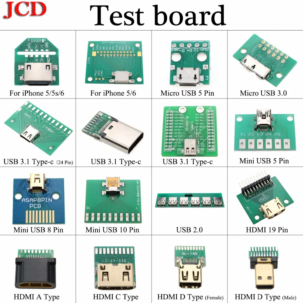 

JCD For Android PCB Board Adapter Converter Charging Dock Flex Test Repair Tool for iPhone 5 5s 6 /Type C 3.1 /USB 3.0 2.0/HDMI