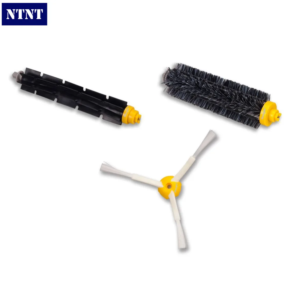 

NTNT 1Bristle brush+1 Flexible Beater Brush +1Side Brush for iRobot Roomba 600 700 Series Vacuum Cleaning Robots 760 770 780 790