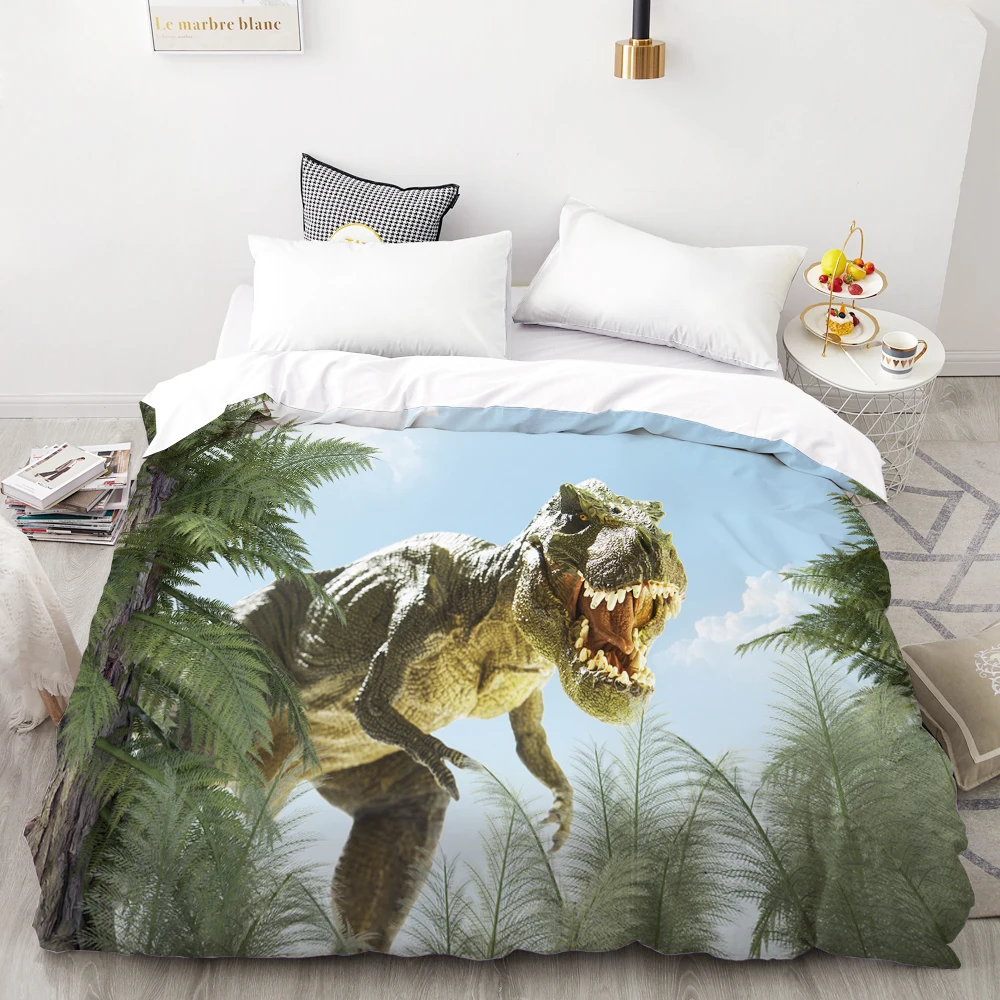 3D HD с цифровой печатью, сделанные на заказ, пододеяльник, одеяло/Стёганое одеяло/Одеяло чехол набор постельного белья Queen King 200x200 Динозавры в стиле «Парк Юрского периода» - Цвет: dinosaur-1