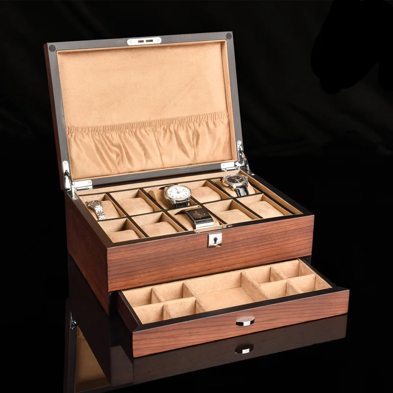 Two Layers Wooden Watch Case Storage Box Luxury Watch Box Organizer Watch Display For Men New Watch Holder