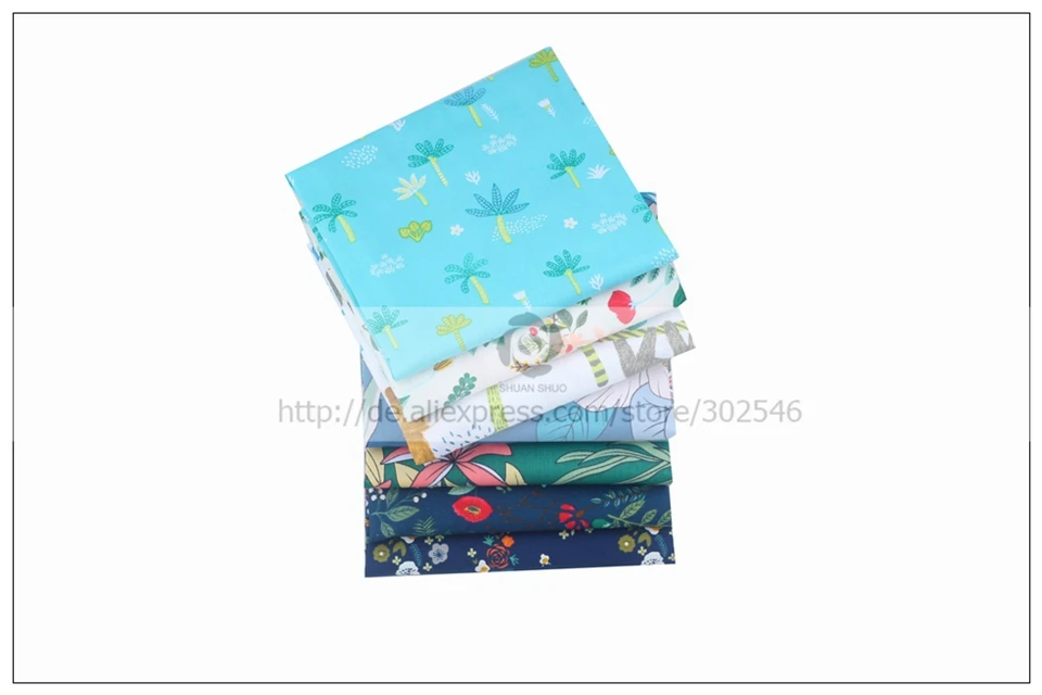 Shuangshuo новая хлопковая ткань синий цветок Лоскутная Ткань Жир четверть пряди Ткань для шитья кукольной ткани 40*50 см 7 шт./лот