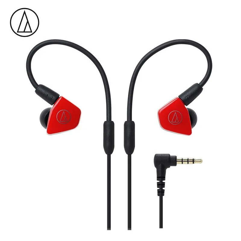 red Audio-Technica ATH-LS50iS проводные наушники Hifi двойные динамические наушники-вкладыши спортивный пульт дистанционного управления микрофоном - Цвет: red