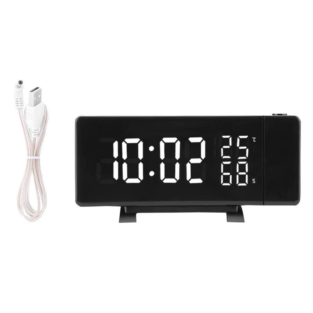 

Digital Screen Alarm Clock Projection Thermometer Hygrometer FM Radio LED Projector Clock USB Charging Home Kitchen Desk Decor