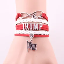 New fashion Infinity Love American presidential election TRUMP any color custom made leather bracelet wrap bracelets & bangles