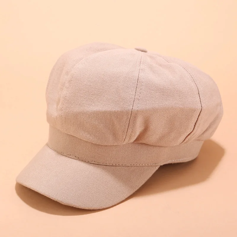 Beige Модные зимние и осенние дамские шапки, женские шапки, Вельветовая Кепка, Европейская и американская Ретро Плоская верхняя Повседневная восьмиугольная кепка Z51 - Цвет: Beige