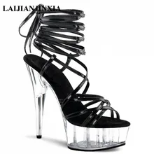 LAIJIANJINXIA Luoli/босоножки для ночного клуба на высоком каблуке 15 см; прозрачная обувь на платформе; Танцевальная обувь с открытым носком; обувь для танцев на шесте