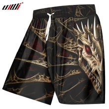 UJWI, мужские Брендовые повседневные шорты с 3D принтом дракона черепа, мужские шорты с высокой талией, быстросохнущие боксеры, пляжные шорты, Прямая поставка