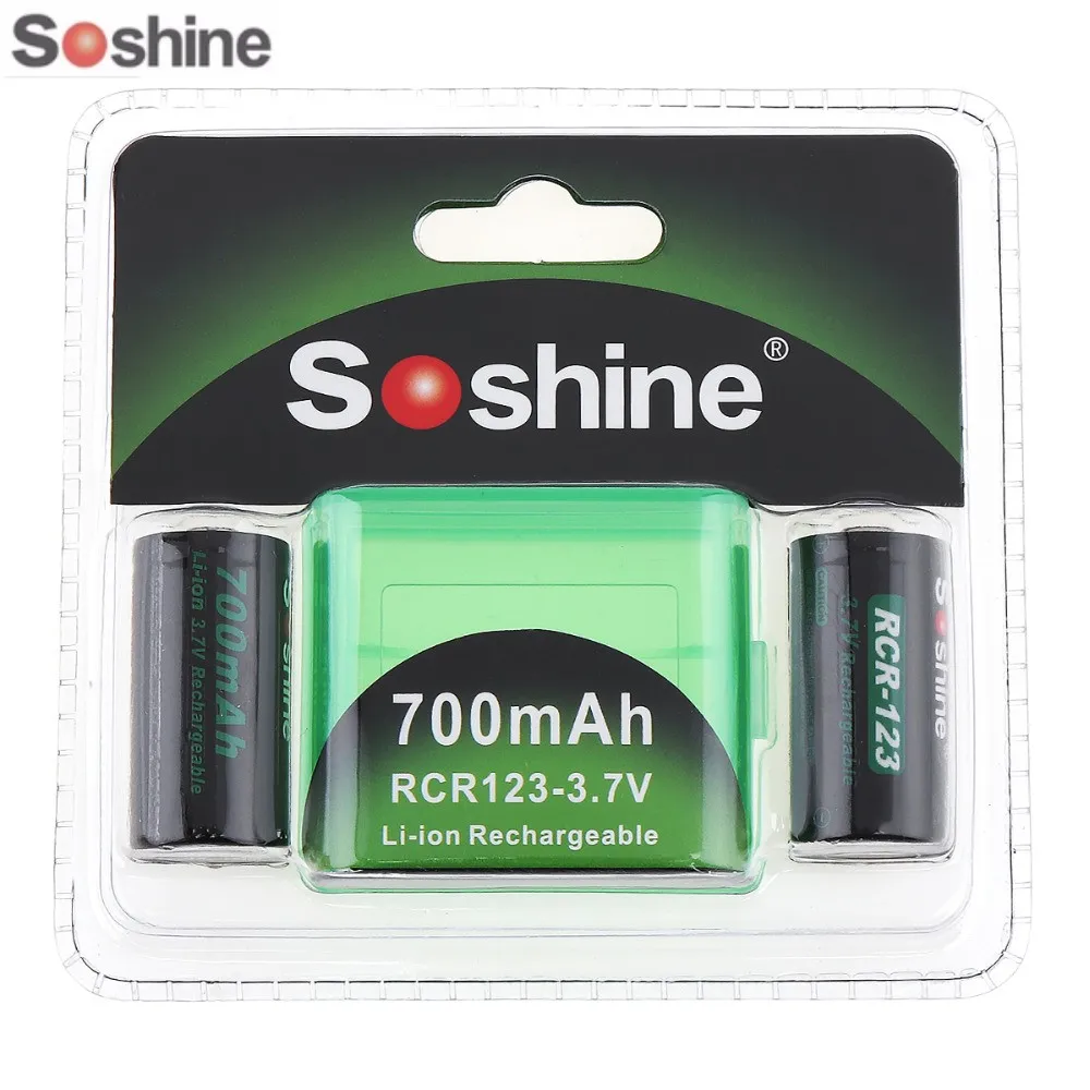 2 шт./упак. Soshine RCR123 16340 аккумулятор 700 мАч 3 7 в перезаряжаемый литий ионный с