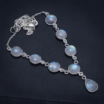 

Natural Rainbow Moonstone Handmade Boho 925 Sterling Silver Y-Shaped Necklace 18.25" S3399