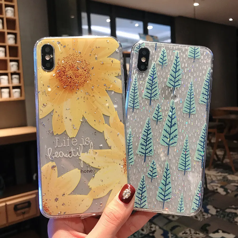 FQYANG эпоксидный Мягкий ТПУ чехол для телефона hoesje Iphone 8 plus 7 6 6S летние растения