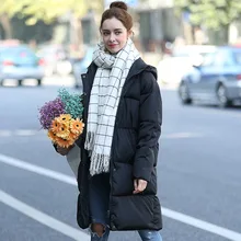 Women’s Parkas Warm Coats With Hat Clothes For Female Casual Silm Black Long Coat For Winter Spring