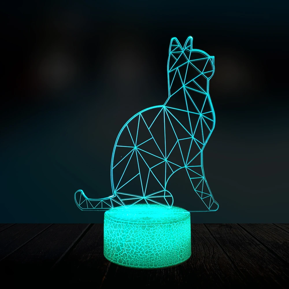 Animal Cat 3D Lamp Lighting RGB LED USB Mood Children's Night Light