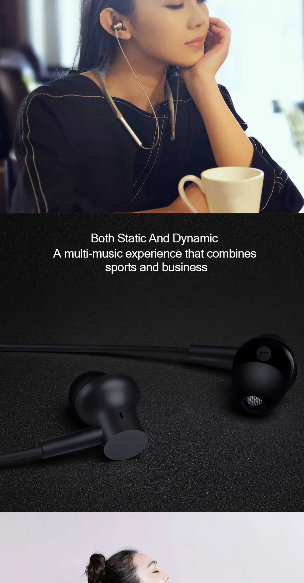 Xiaomi In-Ear Bluetooth наушники беспроводные воротник беспроводная гарнитура для занятий спортом магнитный с микрофоном гибридный двойной драйвер динамический