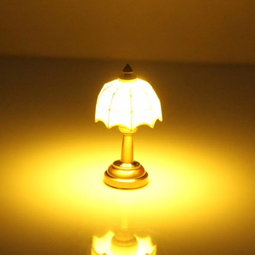 sworld-bronze-metal-1-12-dollhouse-miniature-led-desk-lamp-model-with-umbrella-shape-lampshade-export-intl-7197-1880626-7-zoom