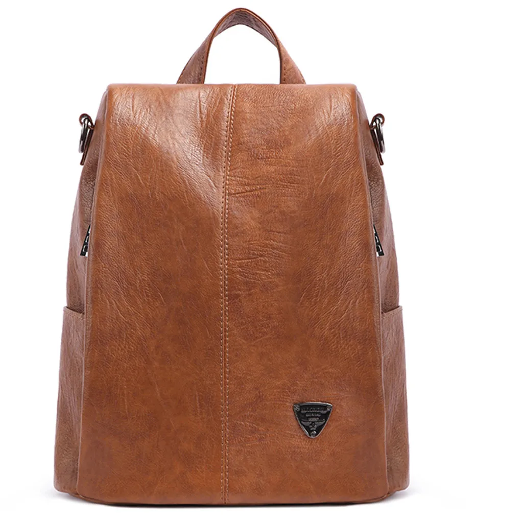 Чистый цвет кожаный рюкзак мужской и женский отдых большая вместимость Плечи сумка студенческие рюкзаки бюст сумка