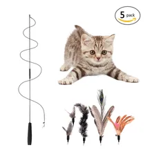 Новейшая модель; выдвижной Дразнилка для кошек перо кошачьи игрушки для котят с 5 сменных головок забавные игры интерактивный питомец игрушка для кошек «Хелло Китти»