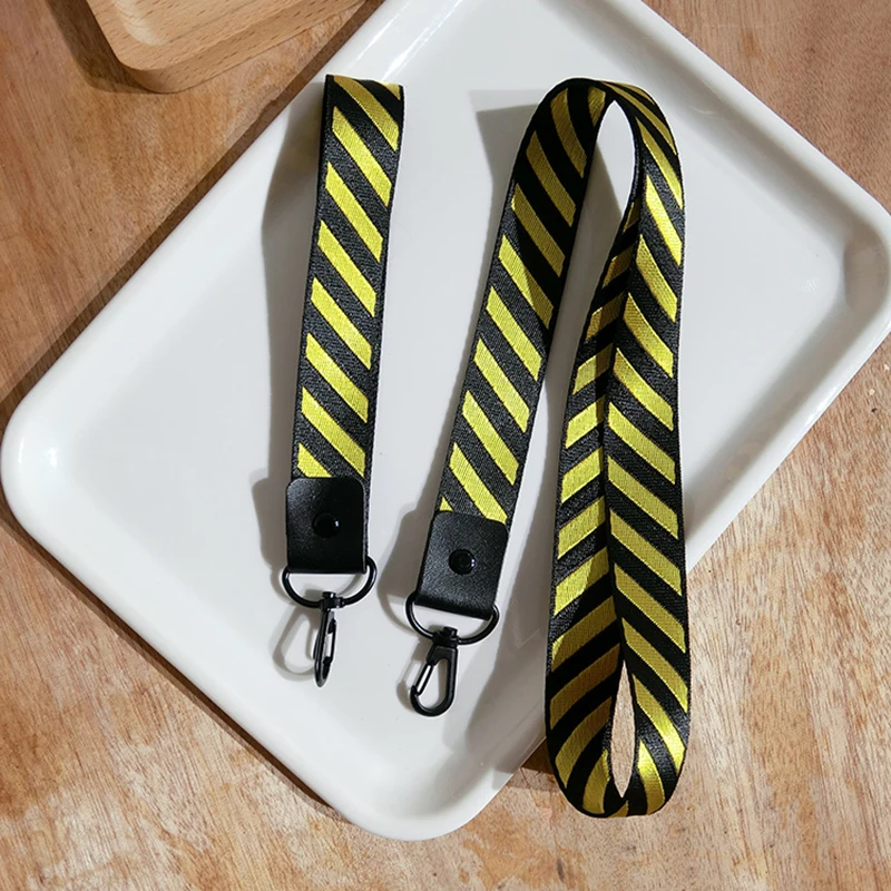 Черный, белый полосатый держатель для телефона Lanyards спортивный тренажерный зал бегущий Мобильный телефон ремни шеи ремешок на запястье держатель Печатный ремень