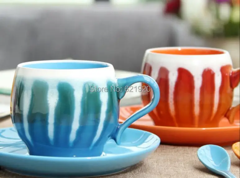 Magical kiln ceramic coffee cup multicolor coffee cup and saucer Cup of