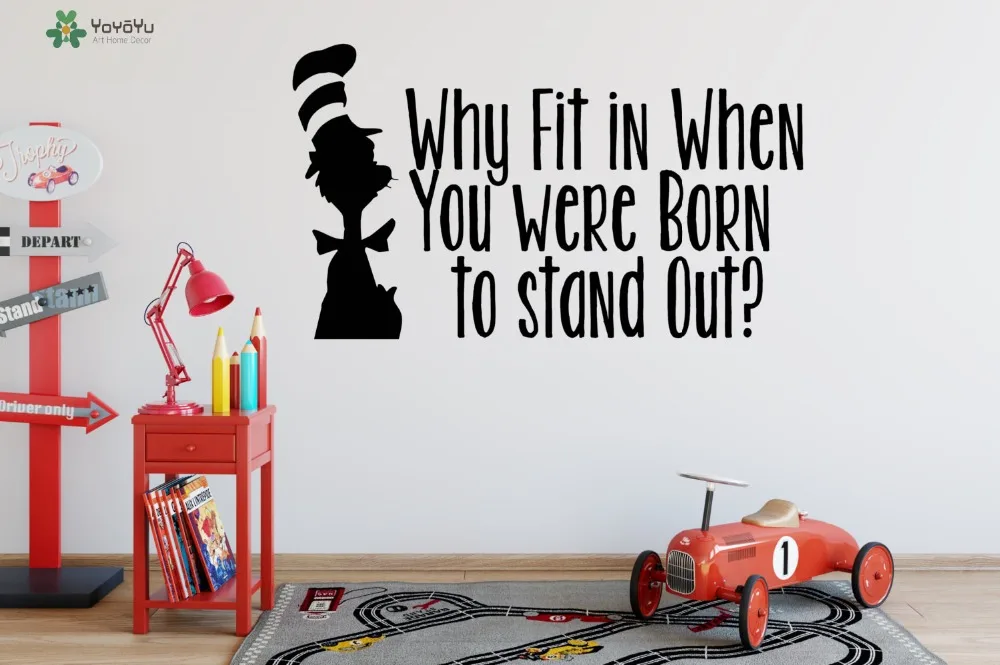 

Wall Stickers For Kids Rooms Quotes Why Fit In When You Were Born to Stand Out Kids Nursery Wall Decal Home Art Mural DecorSY256