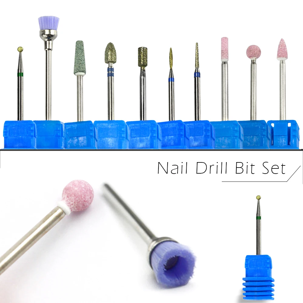Buy 10pcs Nail Drill Bit Set Diamond Rotate Burr