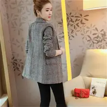 Весна и осень новая женская мода тонкий повседневный Дикий костюм, пиджак в клетку