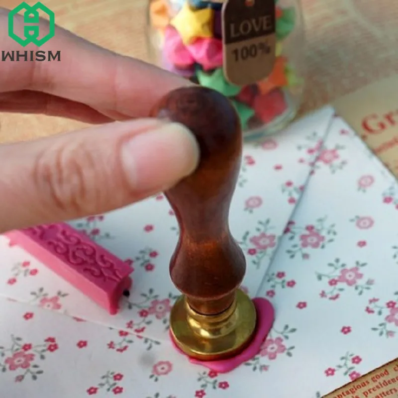 

WHISM Retro Iris Letter Wax Seal Stamps Wooden Handle Sealing Wax Antique Alphabet Scrapbooking Stamps Wedding Invitation Stamps