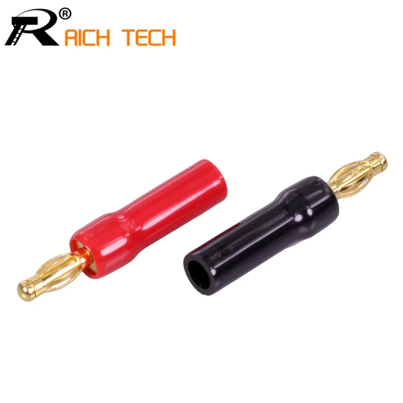 10 шт. 4 мм банан вилки позолоченный динамик разъем адаптер аудио провода разъем 1 пара черный и красный в силиконовой трубке