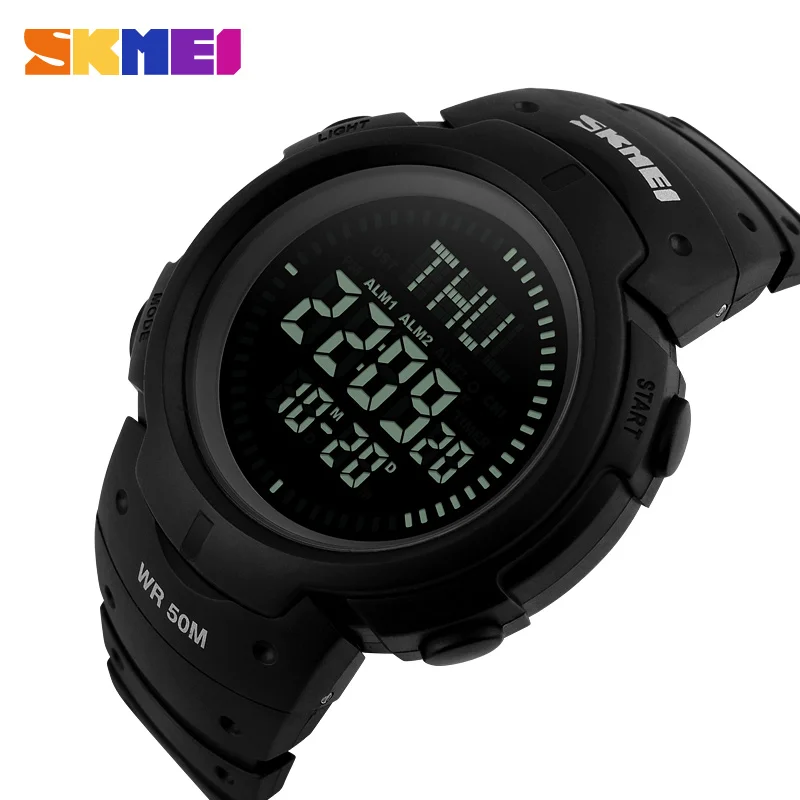 SKMEI Men Digital Outdoor Wristwatches World Time DST Compass Alarm Calendar Clock Relogio Masculino Sports Watches 1231#