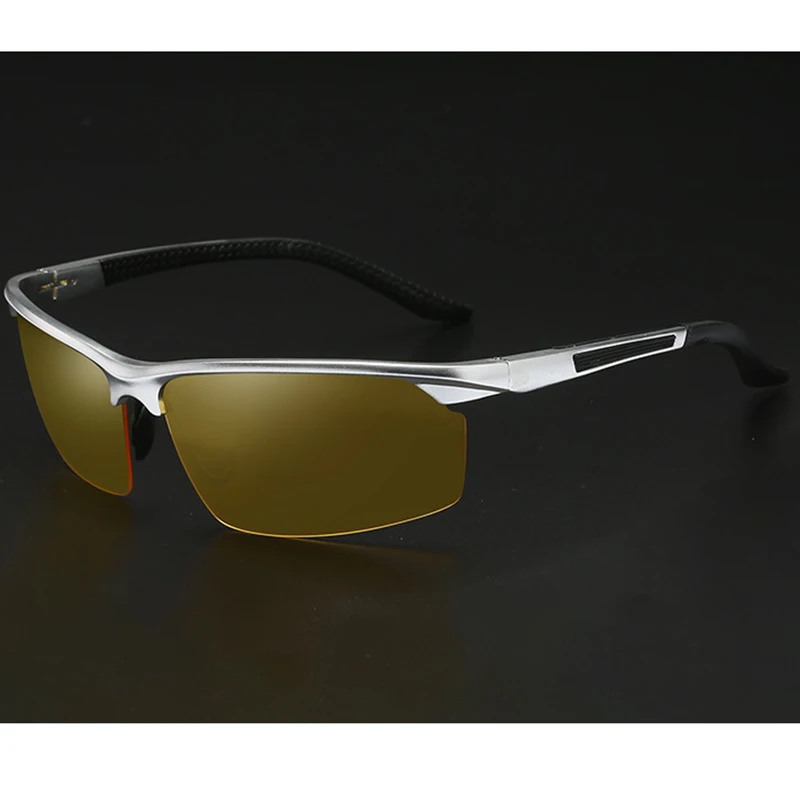 

Night Vision Glasses Polarized Anti-Glare Lens Fashion Rectangle Sunglasses Aluminium Magnesium Half Frame Car Driving Goggles