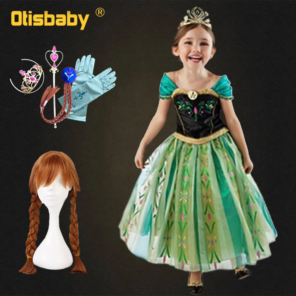 

Summer 2019 Christmas Baby Girl Anna Dress Princess Elsa Dress Up Girl Cosplay Costumes Anna Wig Fantasia Infantil Fairy Frock