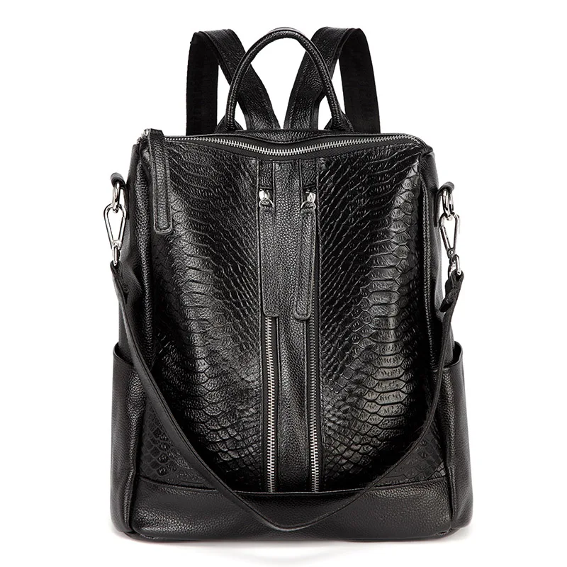 ZENCY 100% Genuine Leather Alligator Women Cowhide Classic Deign American Style Fashion Crocodile Women's Backpacks Designer Bag 