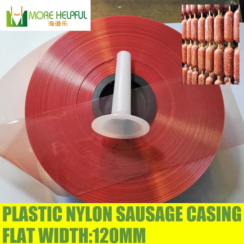 50 meters ,flat width 120mm ,diameter 75 mm, nylon Sausage casing
