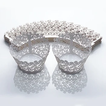 

50pcs Flower Little Vine Laser Cut Cupcake Wrapper Liner Baking Cup For Home Wedding Decor Birthday Christmas Party Supplies