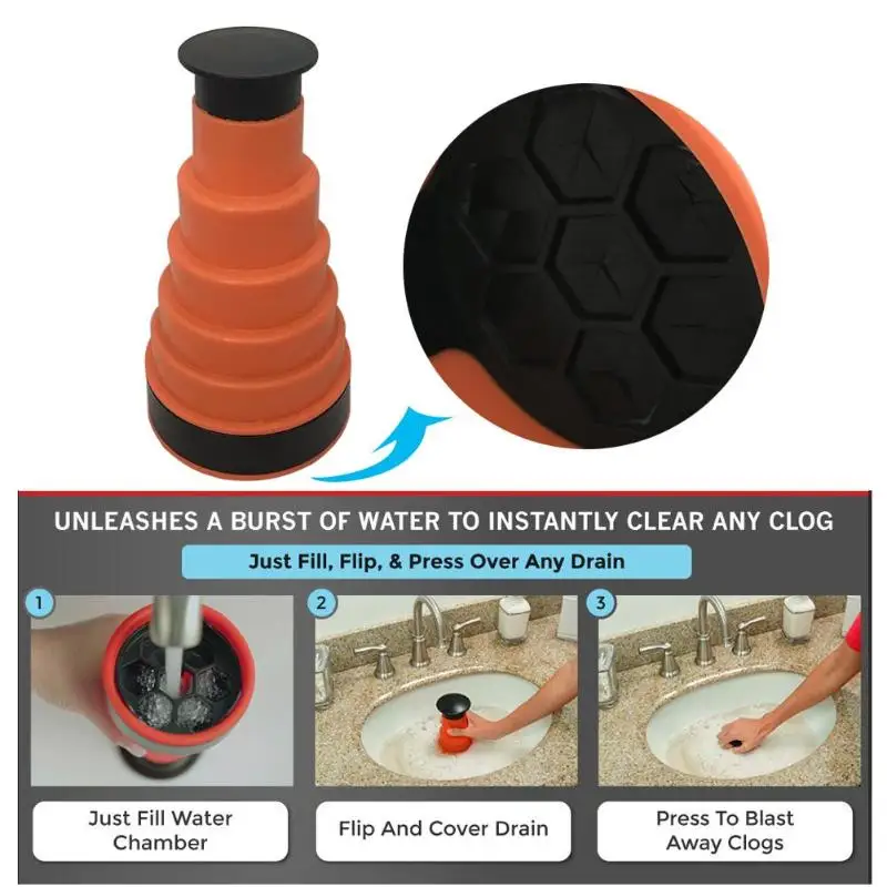 Manual Clog Cannon High Pressure Air Power Drain Blaster Manual Toilets Bath Kitchen Sink Plunger C