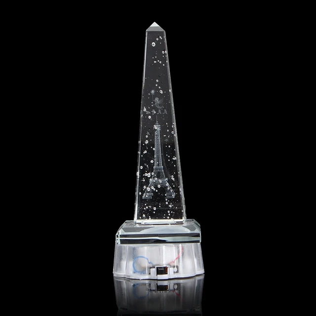 Отлично 3D Гравировка Эйфелева Башня Кристалл Прекрасные Подарки Париж Эйфелева Башня Фонарик Декоративные Статуэтки Главная Номер Миниатюрные