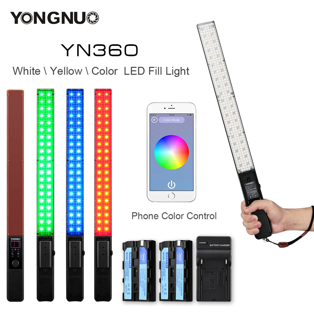 Ручной светодиодный фсветильник рь Yongnuo YN360 3200k-5500k с 2 аккумуляторами NP550 и