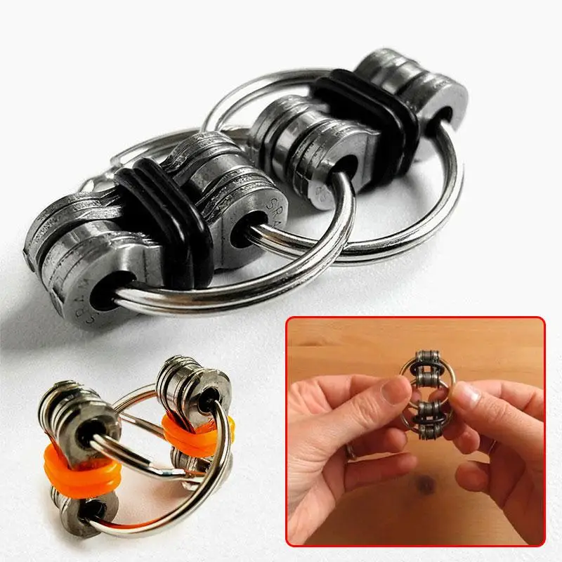 

10pcs/lot Decompression Chain Fidget Hand Spinner Finger Spinner Toy Metal Vent Toy Keychain Key Ring Fidget Boring Toys
