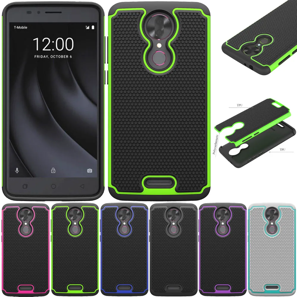 Двухслойный Гибридный Ruuged чехол для T mobile Revvl Plus Heavy Duty противоударный Жесткий ПК