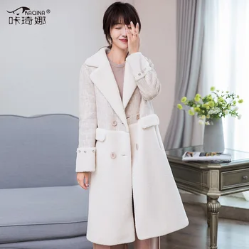 

2018 New Real Fur Coat Women Autumn Winter Jacket 100% Wool Coat Long Korean Suede Liner Womens Coats Manteau Femme Hiver 18022