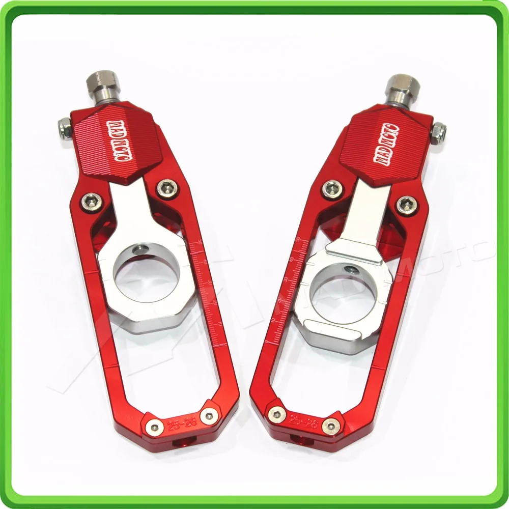Aluminum motorcycle Chain Tensioner Adjuster fit for YAMAHA R1 YZF R1 2015 2016 2017 YZF-R1 15 16 17 Red & Silver (2)