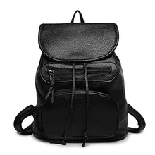 Nuevo 2017 100% Real de Cuero Suave de LA PU de Las Mujeres Mochila de la Mujer Estilo coreano de Las Señoras Correa de Bolsa de Ordenador Portátil Mochila Diaria School Girl STES