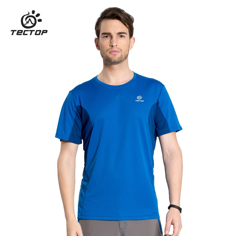 TECTOP Men Outdoor Sports Dry Fit Training Clothing Hiking Camping Football Shirt Top Running T