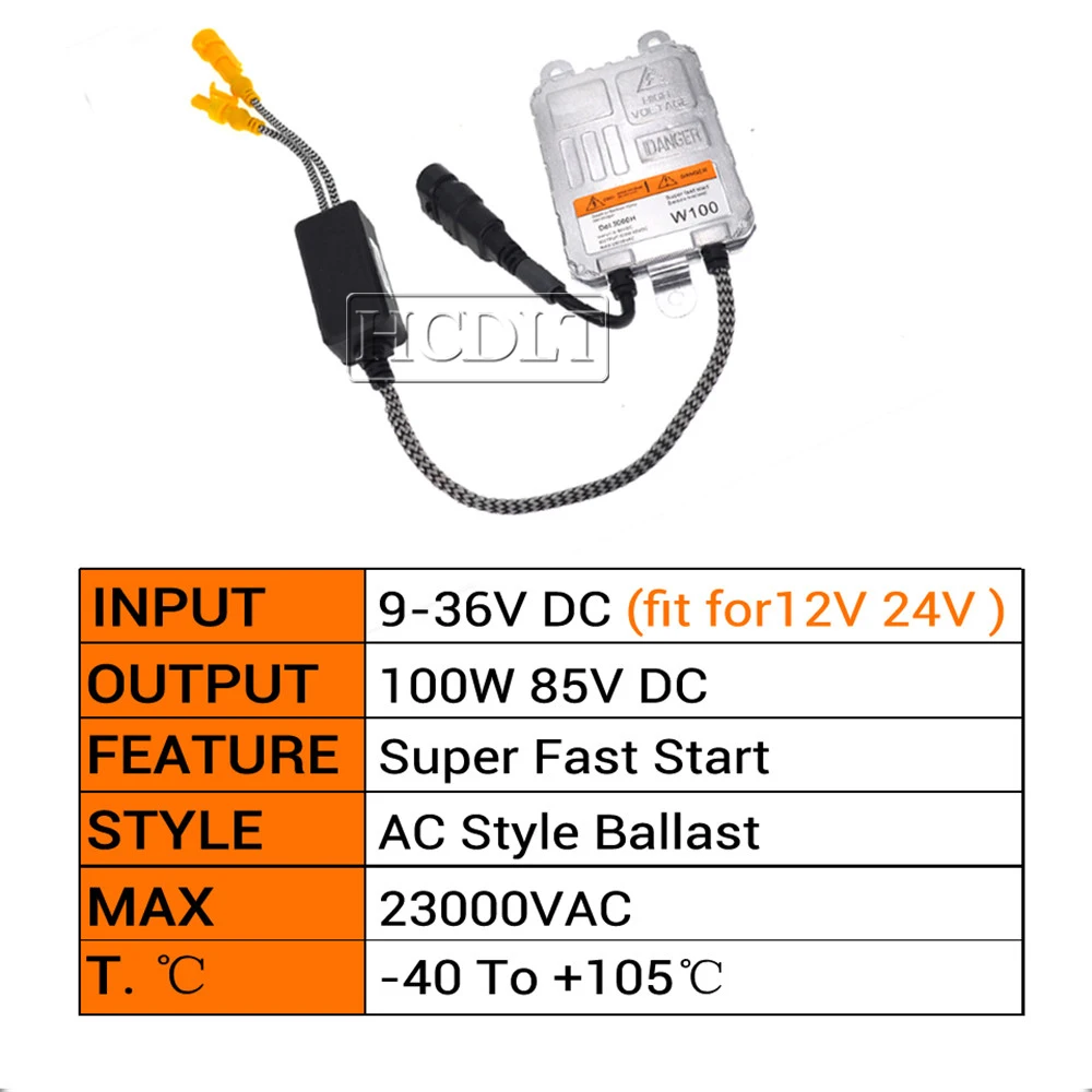 HCDLT High Power Universal 12V 24V 100W HID Ballast Block Ignition For Car Headlight Lamp Xenon H7 H1 H3 9005 HB4 H8 H11 HID Kit (3)
