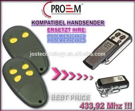 

PROEM ER2C4ACD,ER4C4ACD replacement remote control 433,92MHZ free shipping