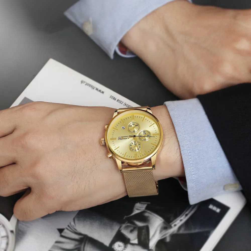 

Fashion Men Simple Stainless Steel Analog Quartz Wrist Watch Retro Design Luxury Brand Business Relojes Mujer 2019 Watches