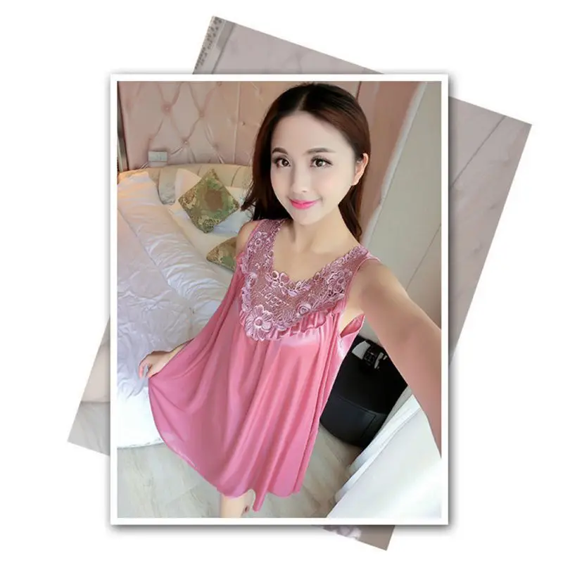 Пикантные кружево жилет платье белье Ice Шелковый длинное домашняя одежда для женщин Летняя ночная рубашка