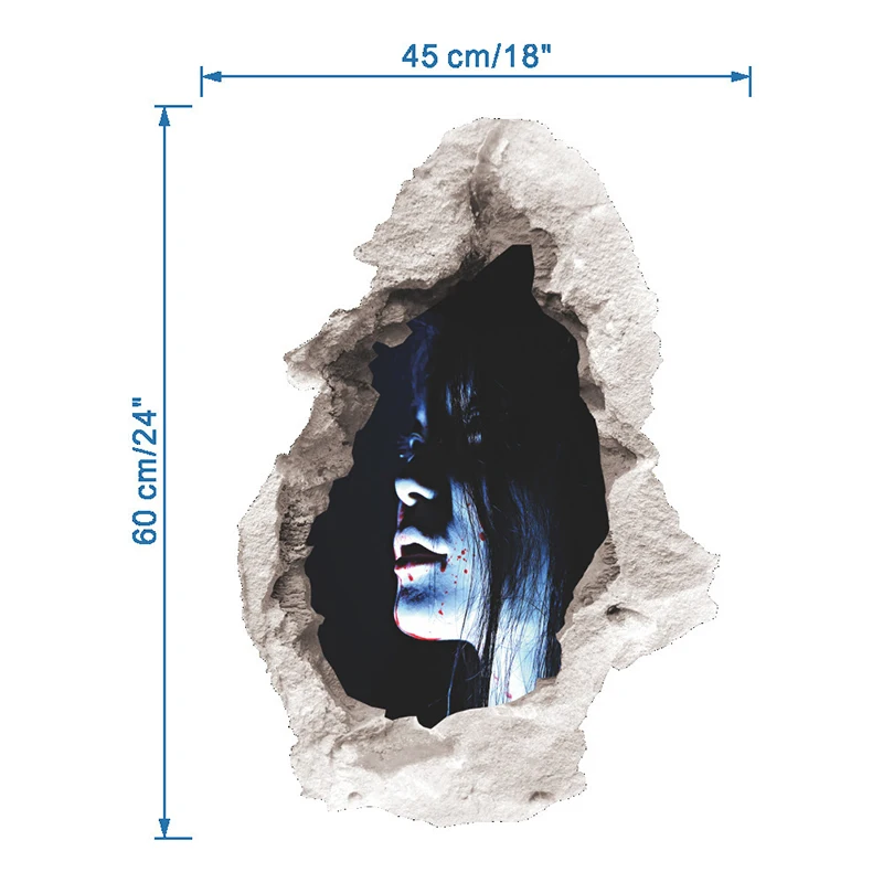 1 шт. 45*60 см наклейка на стену женский призрак ломающаяся стена Хэллоуин настенный Декор водонепроницаемый декор для гостиной спальни фестиваль - Цвет: style