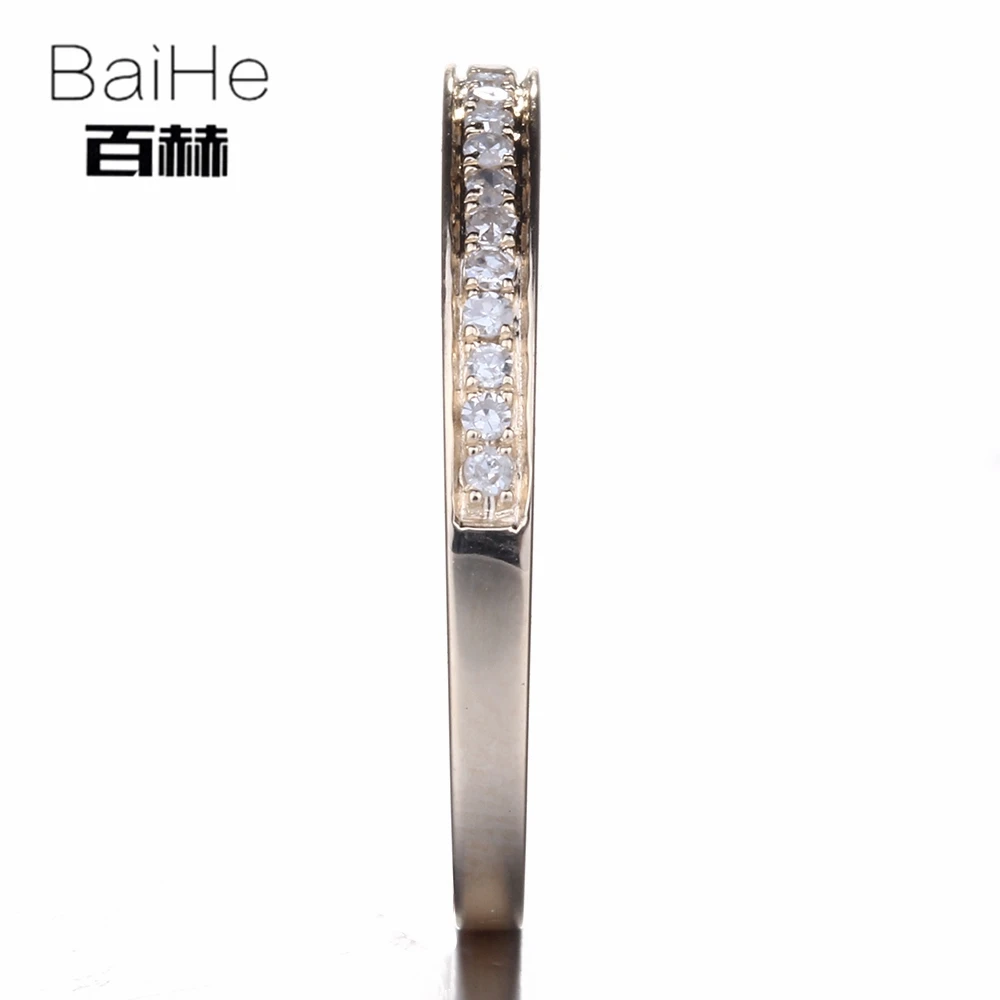 BAIHE Твердое 14 к Желтое золото(AU585) 0.1CT сертифицировано H/SI круглой огранки из натурального бриллианта свадебные женские модные ювелирные изделия кольцо